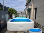 Rechteckiger aufblasbarer Pool mit Elektro-Luftpumpe und Reparaturset – iPoolGo